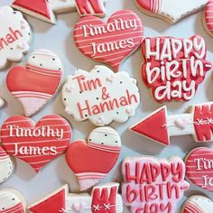 decorated cookies with happy birthday messages on them