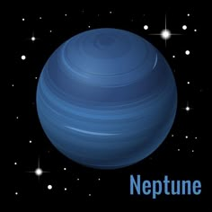 an image of the planet saturn with stars in the background and caption that reads, neptune