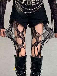 This price is for a pair of tights only, others are not included. Clown Fit, Goth Tights, Ghost Horse, Ripped Tights, Net Stockings, Silk Stockings, Fishing Net, Cutout Design, Fashion Inspiration Design