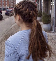 double French Braids into a pony tail Easy winter Hairstyle Two French Braids, French Braid Ponytail, Easy Hairstyles For School, Teen Hairstyles, Braided Ponytail, Hairstyles For School, Trendy Hairstyles