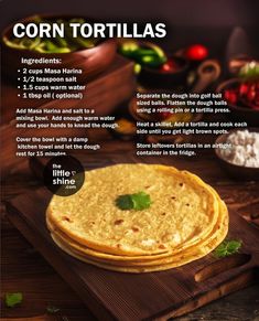 corn tortillas on a cutting board with ingredients