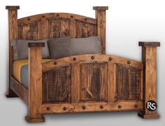 RUSTIC MANSION BED - The Rustic Mile Rustic Mansion, Rustic Wood Bed, Queen Bed Dimensions, Rustic Bed Frame, Rustic Bed, Rustic Farmhouse Furniture, Rustic Bedroom Furniture, Curved Headboard, Western Furniture