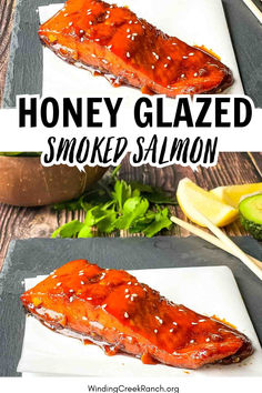 Easy-to-master honey glazed smoked salmon recipe topped with homemade honey glaze and garnished with sesame seeds on a serving platter. Honey Smoked Salmon, Honey Glazed Salmon, Salmon Glaze Recipes, Traeger Recipes, Smoked Meat Recipes, Pellet Grill Recipes