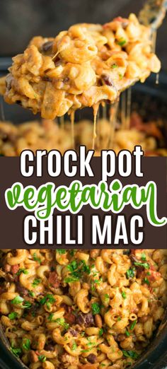 crock pot vegetarian chili mac is an easy and delicious side dish that's ready in under 30 minutes