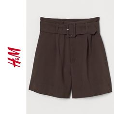 Originally $34.99 Place An Offer! New With Tags Brown Shorts For Summer Workwear, Brown Summer Shorts With Belt Loops, Brown Summer Workwear Shorts, Fitted H&m Summer Shorts, Chic High Waist Shorts By H&m, Trendy H&m Summer Shorts, Chic Summer Bottoms By H&m, Chic H&m Shorts For Day Out, H&m Brown Bottoms For Spring