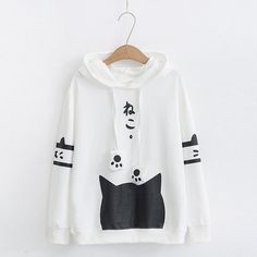 Womens Casual Sweatshirts Long Sleeve Cat Print Pocket Hoodie Sweatshirt Blouse Top Shirt Pullover Kawaii Hoodie, Letter Hoodie, Cat Kawaii, Neko Cat, Student Girl, Cute Hoodie, Cat Hoodie, Pocket Hoodie, Anime Hoodie