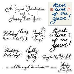 christmas stickers with the words best time of the year and happy new year written on them