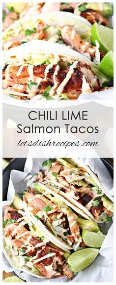 grilled salmon tacos with lime and cilantro sauce