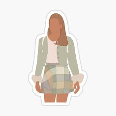 a woman with long hair wearing a skirt and jacket sticker on a white background