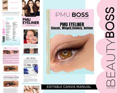 Buy today, Edit today, Use TODAY! 🔐 Purchasing & Editing is so easy! Edit on your phone while on a lunch break, iPad or desktop! Edit on any device in Canva for free! Instant Access Immediately upon purchase. A 100% editable, beautifully designed yet professional! PMU Eyeliner editable Training Manual, perfect for those who train in PMU! What's included: 💗 Editable PMU Eyeliner Training Manual 95 Pages 💗 eBook, PDF Training Guide 95 Pages 💗 PDF file containing the link to the editable canva Eyeliner Training, Pmu Eyeliner, Smokey Liner, Bottom Liner, Business Colors, Nail Studio, Style Change, Logo Fonts, Business Person