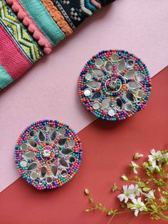 Your go to earring for any traditional outfit! Beaded Studs, Handmade Accessories Ideas, Diy Fabric Jewellery, Fabric Jewellery, Quirky Jewelry, Traditional Outfit, Ear Ring, Baby Nest, Accessories Ideas