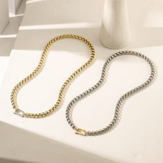 Durable and stylish, our waterproof necklace crafted for both functionality and fashion. Perfect for any occasion, it's the ideal accessory for those who appreciate durability and timeless elegance. Perfect for the minimalist and a beautiful piece to layer with. A true versatile statement piece that you can wear straight from the pool to dinner! - 18K gold plated / stainless steel - Waterproof technology - Hypoallergenic - 17 inches long Everyday Snake Chain Necklace With Lobster Clasp, Minimalist Adjustable Chain Necklace, Everyday Stainless Steel Necklace With Adjustable Chain, Chic Gold Necklace For Everyday Use, Modern Gold Necklaces For Everyday, Everyday Stainless Steel Choker Chain Necklace, Elegant Metal Necklace For Everyday Use, Modern Gold Necklace For Everyday, Elegant Everyday Metal Necklace