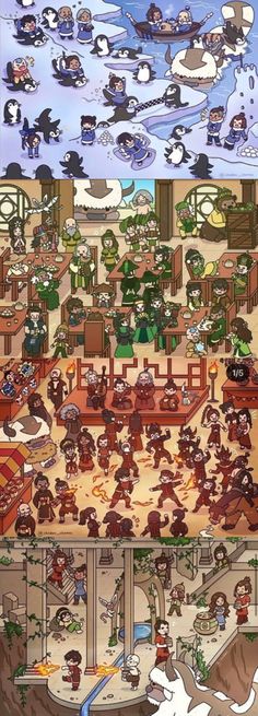 an image of a cartoon scene with many different scenes