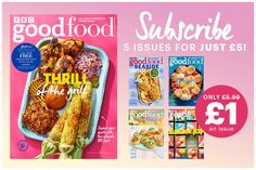 the cover of good food magazine is shown next to an image of corn on the cob