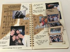 an open notebook with pictures and words on it