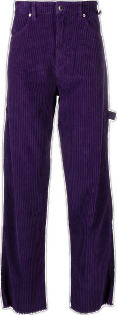 Purple Streetwear Cargo Pants, Purple Cargo Pants For Streetwear, Purple Streetwear Cargo Pants With Side Pockets, Purple Corduroy Bottoms With Pockets, Cargo Trousers, Fashion Branding, Straight Leg, Cotton Blend, Trousers