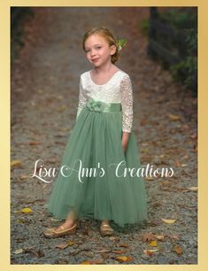 Sage Flower Girl Dress, Rhodes Wedding, Bridesmaid Tulle, Green Champagne, Long Flower Girl Dresses, Junior Bridesmaids, Floral Embroidery Dress, Sage Green Dress, Mother Wedding