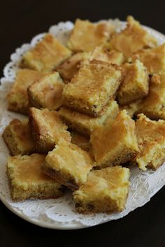 small pieces of bread on a white plate