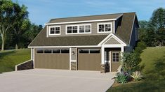 a two car garage is shown in this artist's rendering for the house plans