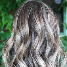 Ashy Blonde Grey Blending, Ash Blonde Hair With Highlights Balayage, Gray Hair Highlights Silver Ash Blonde Long Bobs, Ash Mushroom Blonde Balayage, Blonde Highlights For Graying Hair, Mushroom Brown Hair Highlights, Hair Colour To Blend Grey, Chocolate Ash Blonde Hair, Ashy Beige Highlights