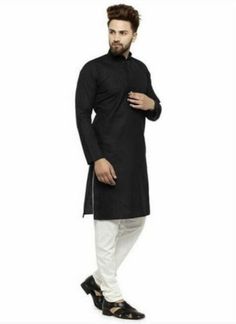 "HANDMADEKURTASHOP  Description Man kurta for Man Give yourself a best ethnic look by wearing this Top and bottom Set. Made of rich cotton silk blend fabric this regular-fit set comprises a full-sleeved Indian kurta pajama This outfit with mojris will look apart on special occasions. material 100%Cotton Color : Black color Kurta Length : 40 inches Shirt Chest is measurement for shirt (not body) As per standard, for best loose fitting 6 inches gap should be there between actual chest size and shirt chest size Size chart is below Men's Sizes Actual Body Chest - Ready Shirt Chest i Add 6\" Inches Lose Fitting Fabric Armhole To Armhole. XS - 30\" Inches 36\" Inches S - 34\" Inches 40\" Inches M - 36\" Inche 42\" Inches L - 40\" Inches 46\" Inches XL - 44\" Inches 50\" Inches 2XL - 48\" Inches Fitted Black Bollywood Kurta, Black Churidar With Dabka For Diwali, Fitted Black Bollywood Style Kurta, Black Long Sleeve Churidar For Festive Occasions, Black Dabka Churidar For Festivals, Festive Long Sleeve Black Churidar, Black Fitted Kurta For Diwali, Black Cotton Churidar For Eid, Black Churidar For Eid With Straight Kurta