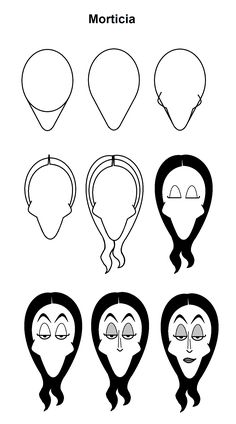 the silhouettes of cartoon characters with different facial expressions and hair styles for each character