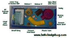 the contents of a toy animal in a plastic container with labels on it and instructions