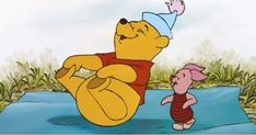 winnie the pooh and piglet are playing in the water