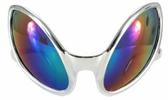 CLOSE ENCOUNTER SILVER / RAINBOW GLASSES Out of this world!     Look cool and cosmic when you wear these Close Encounter Silver / Rainbow Costume Glasses. Features silver plastic frames with smoke and rainbow mirrored lenses. NEW in package.   One size fits most teens and adults, ages 14+. Frame measures approximately 5.5-inches (14 cm) wide; temples measure approximately 4.5-inches (11 cm) long; lenses measure approximately 4-inches (10 cm) diagonally. Great for costumes, parties, Halloween, et Space Costumes, Alien Halloween, Space Grunge, Alien Costume, Blue Glasses, Space Aliens, Glasses Brands, Close Encounters, Look Cool