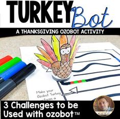 <p>Before beginning, make sure students have a good understanding of how to use ozobots and the color codes. You can find more information about how to use ozobots on their website and with the information provided in your ozobot kit.</p><p></p><p>For this pack, you can give the kids varied levels of challenges. Begin by giving students one of the turkeys. They can color and cut the turkey and then wrap this around their ozobot to make the robot look like a turkey! Then, give students the maze w Turkey Trap, Holiday Stem, Christmas Stem, First Grade Science, Letter T, First Grade, Color Coding, Activities For Kids