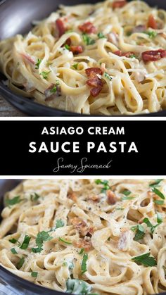 Asiago Cream Sauce Pasta. Asiago Cream Sauce, Asiago Pasta, Cream Sauce Pasta, Cream Pasta, Cream Sauce Recipes, Sauce Pasta, Easy Pasta Dishes, Tasty Pasta, Asiago