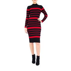 You'll love the classic striped print of this women's Nina Leonard sweater dress.Click on this WOMEN'S GUIDE to find the perfect fit and more! Striped pattern Mockneck Long sleeves Ribbed trim Soft knit construction UnlinedFIT & SIZING 42-in. approximate length from shoulder to hem Sheath cut Pull-on designFABRIC & CARE Rayon, polyester Machine wash - Delicate Imported Size: Large. Color: Dark Red. Gender: female. Age Group: adult. Striped Sweater Dress, Dress Guide, Clothing Size Chart, Womens Clothing Sizes, Striped Sweater, Stripe Sweater, Soft Knits, Stripes Pattern, Dark Red