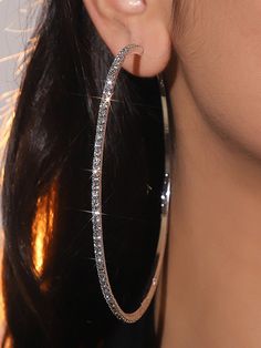 Friend Valentine Gifts, Friends Valentines, Big Hoop Earrings, Simple Diamonds, Crystal Hoop Earrings, Estilo Punk, Crystal Accessories, Party Earrings, Watches Women Fashion