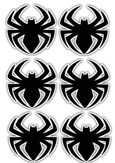 four black and white spider logo stickers