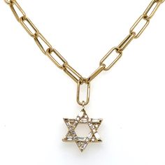 Illuminate your faith with this stunning diamond star of David pendant necklace. Crafted from radiant diamonds, this sparkling piece of jewelry will bring light and beauty to every ensemble. Show off your devotion in the most elegant way possible! Metal: 18K Yellow GoldDiamond Shape: 12 Round Brilliant Cut 0.05ct tw, 12 Baguette Cut 0.16ct twDiamond Weight: 0.21ct tw / Chain Length: 42+2mm Estimated production time is 4 - 5 weeks. Star Of David Jewelry, Star Of David Necklace, Jewish Star, Star Of David Pendant, Star Pendant Necklace, Radiant Diamond, Diamond Star, Star Of David, Baguette Cut