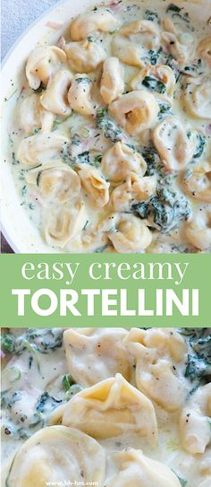 this creamy tortellini is loaded with spinach and cheese