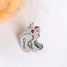 Chain Type: Width: 13 mmHeight: 20 mmThickness: 1.2 mmMaterial: Plating Color: Silver Baby Footprint, Family Necklace, Baby Footprints, Personalized Necklace, Bespoke, Custom Design, Plating, Necklaces