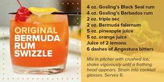 the original rum swzzle cocktail recipe is shown here