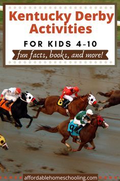 kentucky derby activities for kids 4 - 10 fun races, books and more with text overlay