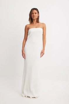 Bandeau Frill Hem Maxi Dress White Dresses With Ruched Bodice And Straight Neckline, White Dress With Ruched Bodice And Straight Neckline, White Strapless Lined Dress, White Bandeau Dress With Ruched Bodice, White Lined Strapless Dress, Elegant White Bandeau Maxi Dress, Larissa Mills, Maxi Dress White, White Maxi Dresses