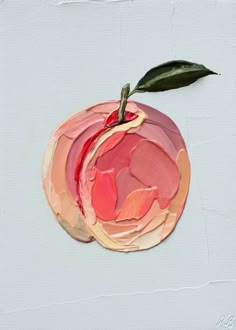 an apple painted with acrylic on white paper