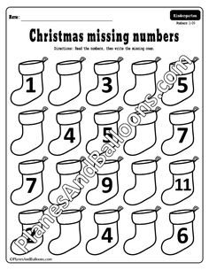 christmas missing numbers worksheet for kids to practice counting and subming the numbers