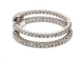 Ninacci 14K White Gold Inside Out Hoop Earrings with 1.62 Carats Round Diamonds and Special Spring Lock Luxury White Gold Dazzling Hoop Earrings, Prong Setting, Timeless Beauty, Everyday Look, Round Diamonds, Inside Out, Fine Jewelry, Hoop Earrings, Diamonds