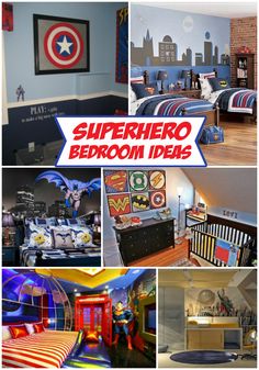 a collage of photos with the words superhero bedroom ideas