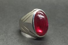 Cabochon Big Dark Deep Red Ruby Sterling Silver 925 Handmade Mens Heavy Ring Product: Ring Gemstone: Ruby Color: Red Handmade Ring It is heated and treated (lab created) but High Quality Ruby with pure 925 Sterling Silver Handmade Ring. Red Cabochon Signet Ring Gift, Collectible Red Ruby Ring With Polished Finish, Sterling Silver Ruby Ring With Polished Finish For Gifts, Collectible Red Rings With Polished Finish, Red Polished Finish Collectible Jewelry, Gift Ruby Ring With Polished Sterling Silver, Collectible Red Jewelry With Polished Finish, Classic Red Ring With Polished Finish, Classic Red Rings With Polished Finish