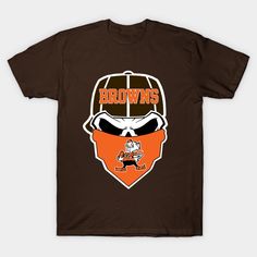 a brown cleveland browns t - shirt with a football helmet on it