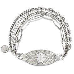 a silver bracelet with an ornate design on it