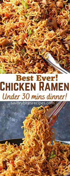 the best ever chicken ramen is served in a skillet