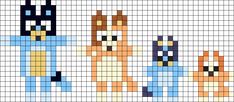 a cross stitch pattern with two dogs in the middle and one dog at the bottom