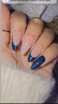 Blue Purple Nails, Nails Azul, Simple Nail Design, Blue And Silver Nails, Hoco Nails, Quartz Nails, Nails Inspired, Nail Art Pictures